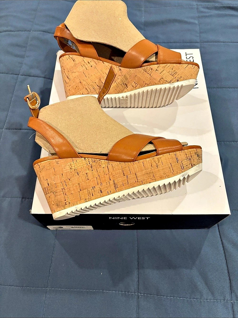 Nine West Dureen 3 Platform Wedge Sandal Sandals Brown & Tan US 7 M